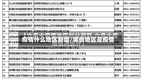 疫情什么地区新增/哪些地区是疫情