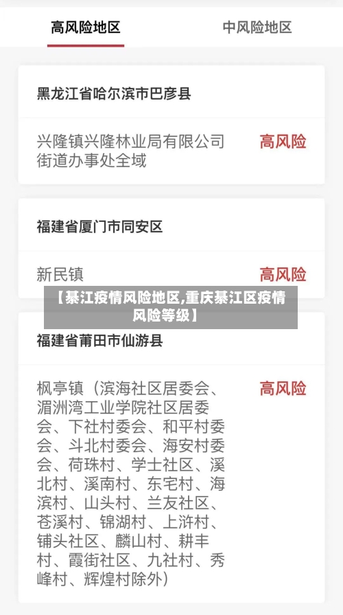 【綦江疫情风险地区,重庆綦江区疫情风险等级】