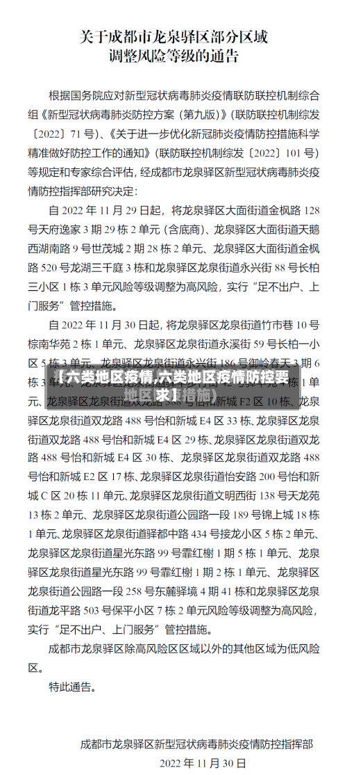 【六类地区疫情,六类地区疫情防控要求】