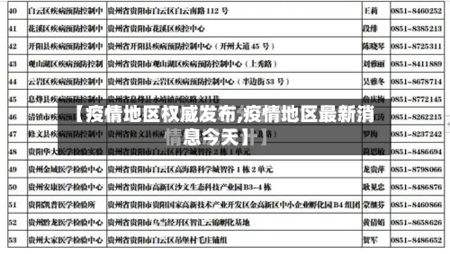 【疫情地区权威发布,疫情地区最新消息今天】
